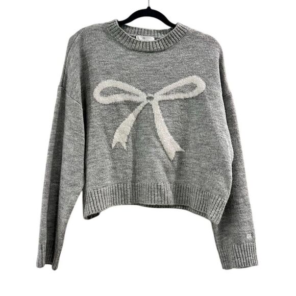 Pacific Republic Sweaters - Pacific Republic Women's Gray Bow Knit Pullover Sweater Size L